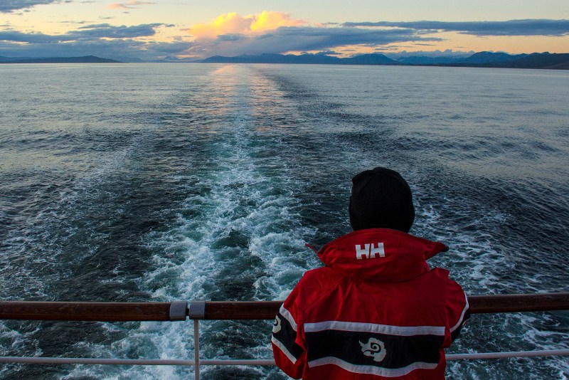 expedition ship cruising through Drake Passage